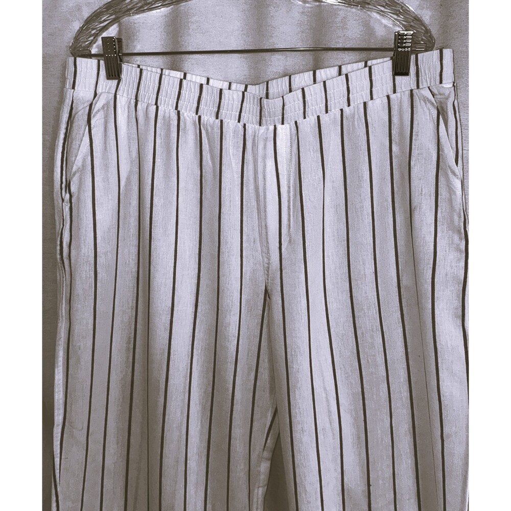 Linen Blend NWOT 2 piece White & Tan flowy pants & sleeveless top XL - Picture 4 of 9